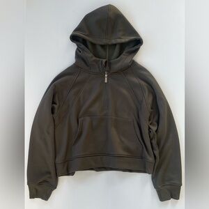 Laslulu Women's Dark Green Army Green Half Zip Pullover Hoodie Wide Boxy Size XL